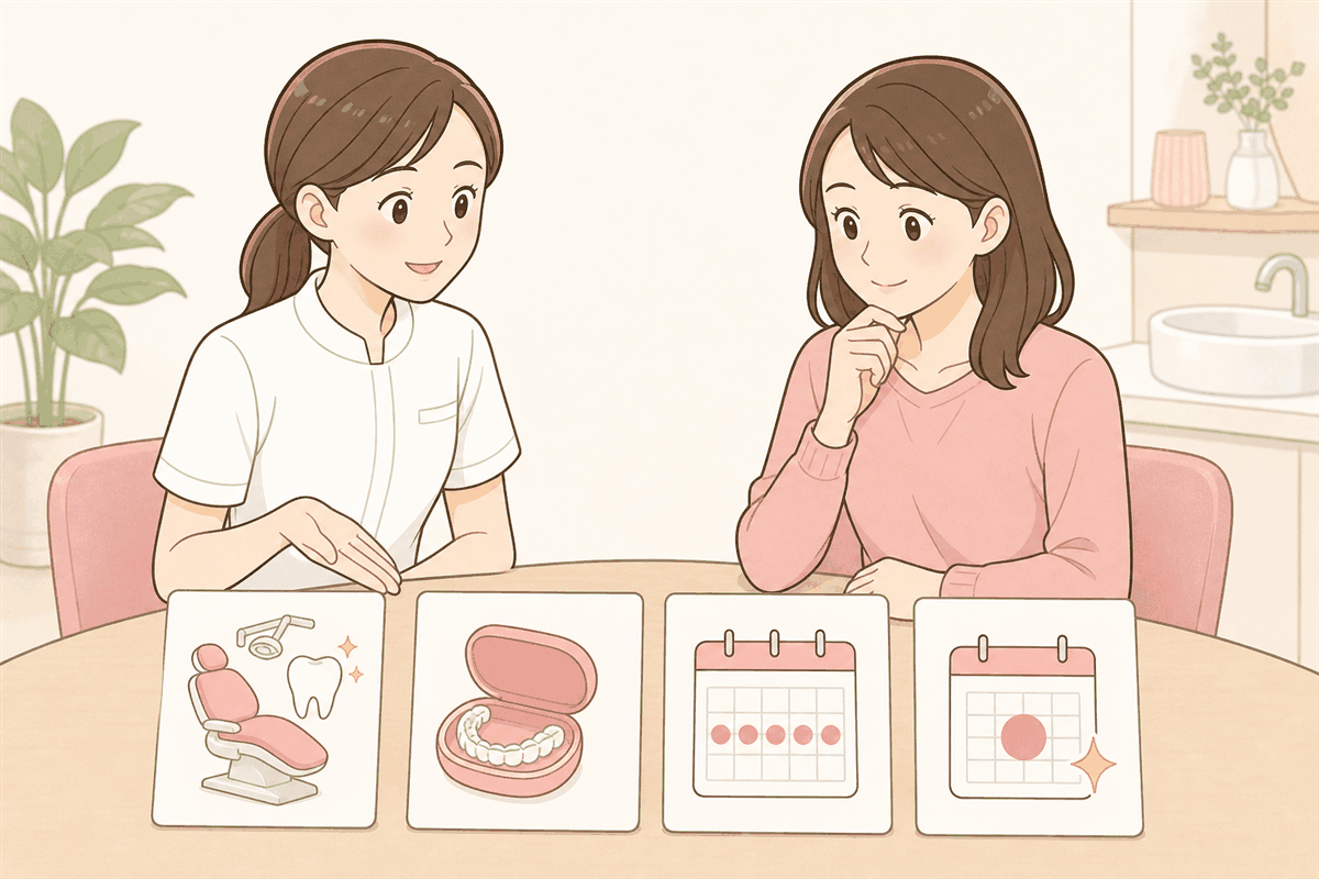 ホワイトニングのメニューを相談して選ぶイラスト